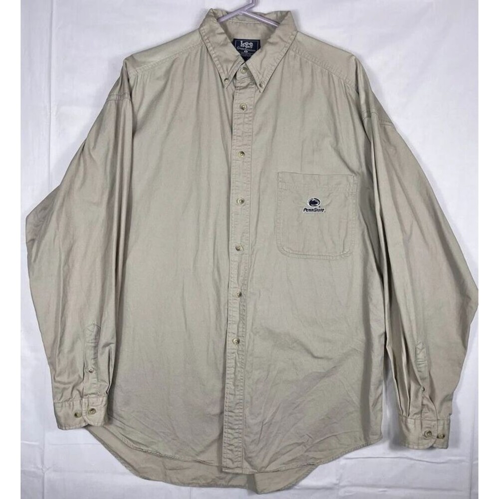 Vintage Sportswear Penn State Nittany Lions Shirt L/S Button Beige Men’s Large